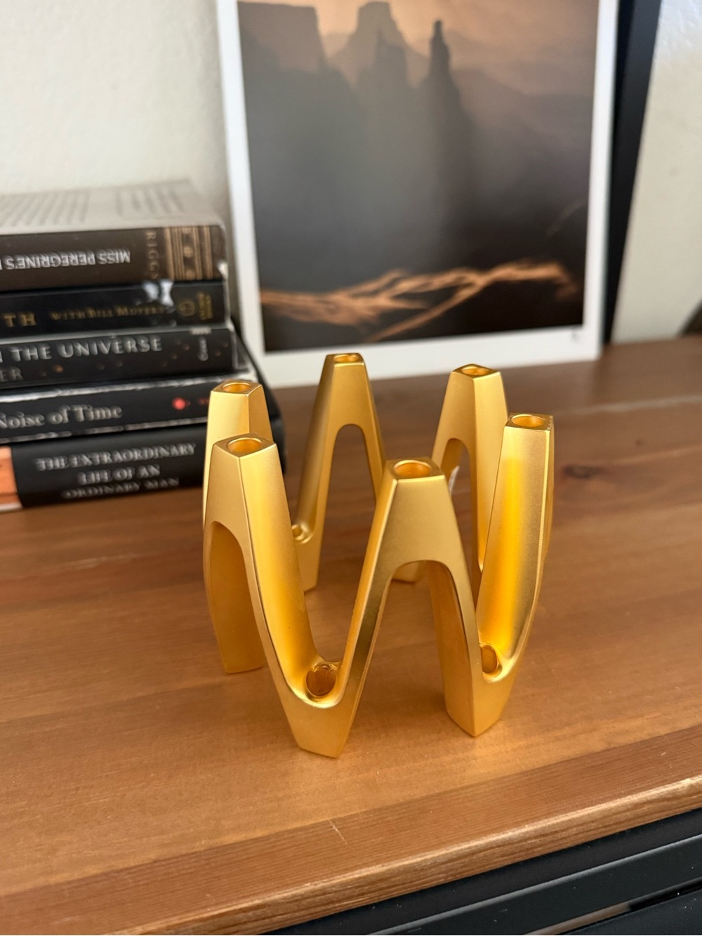 Dansk Vintage Gold Tone Zinc Tjorn Sculptural Wave Candle Holder